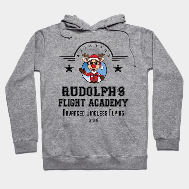 Aviation. Rudolph's Flight Academy, Advanced Wingless Flying. EST. 1847 Hoodie by Blended Designs